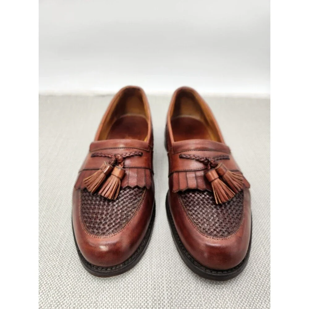 Allen Edmonds Cody 10 C Loafer Brown Leather Dress Shoes Tassel Kiltie  Woven